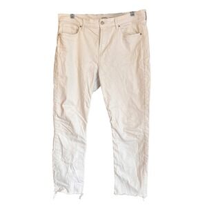 Old Navy The Power Jean‎ White Perfect Straight Ankle Raw Hem Jeans Womens 38x27